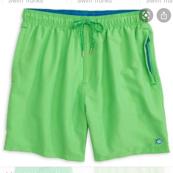 Southern Tide Quick-Dry Green Swim Trunks - Picture 1 of 9